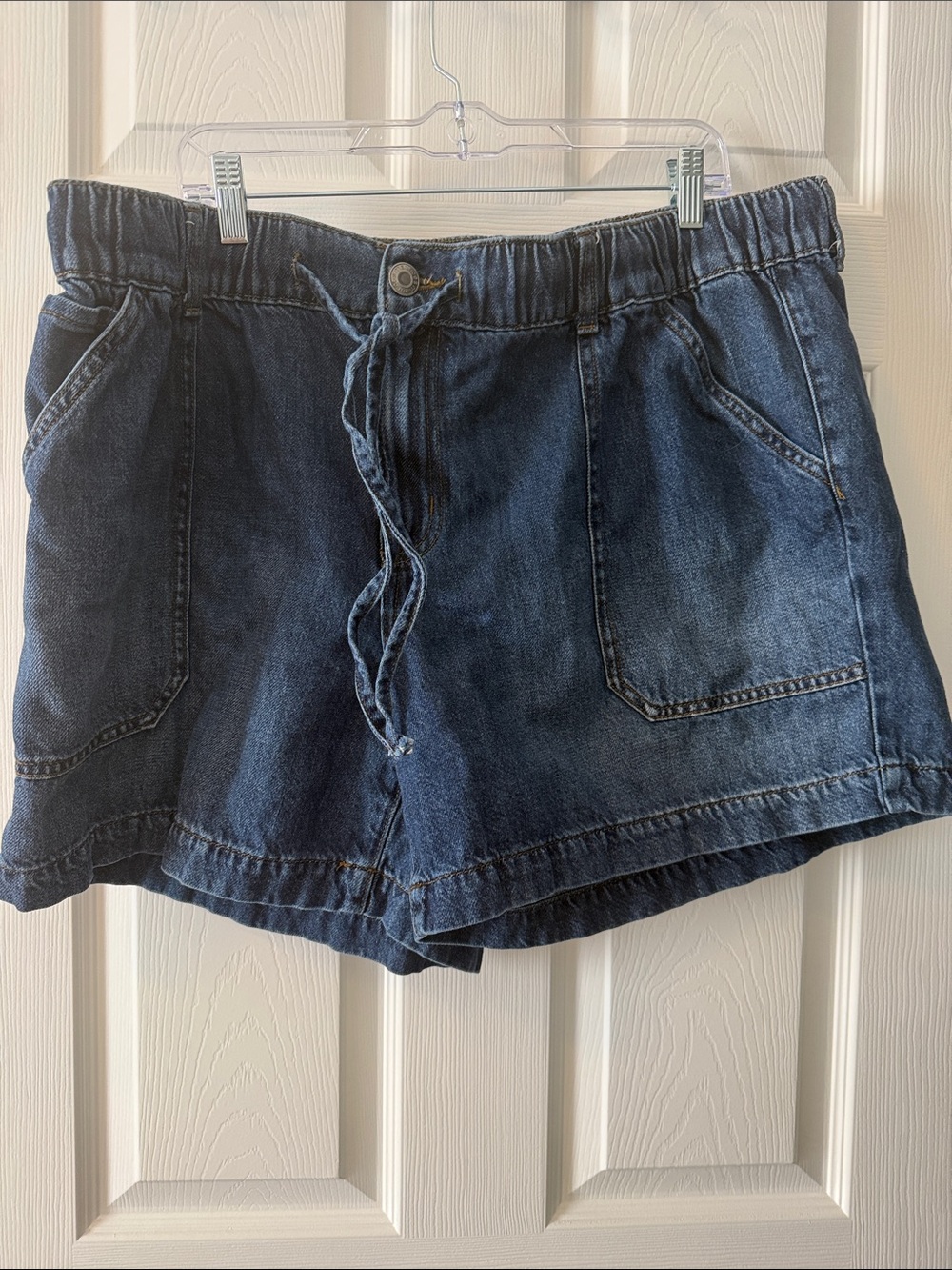 Maurices Dark Blue Denim Drawstring Shorts
